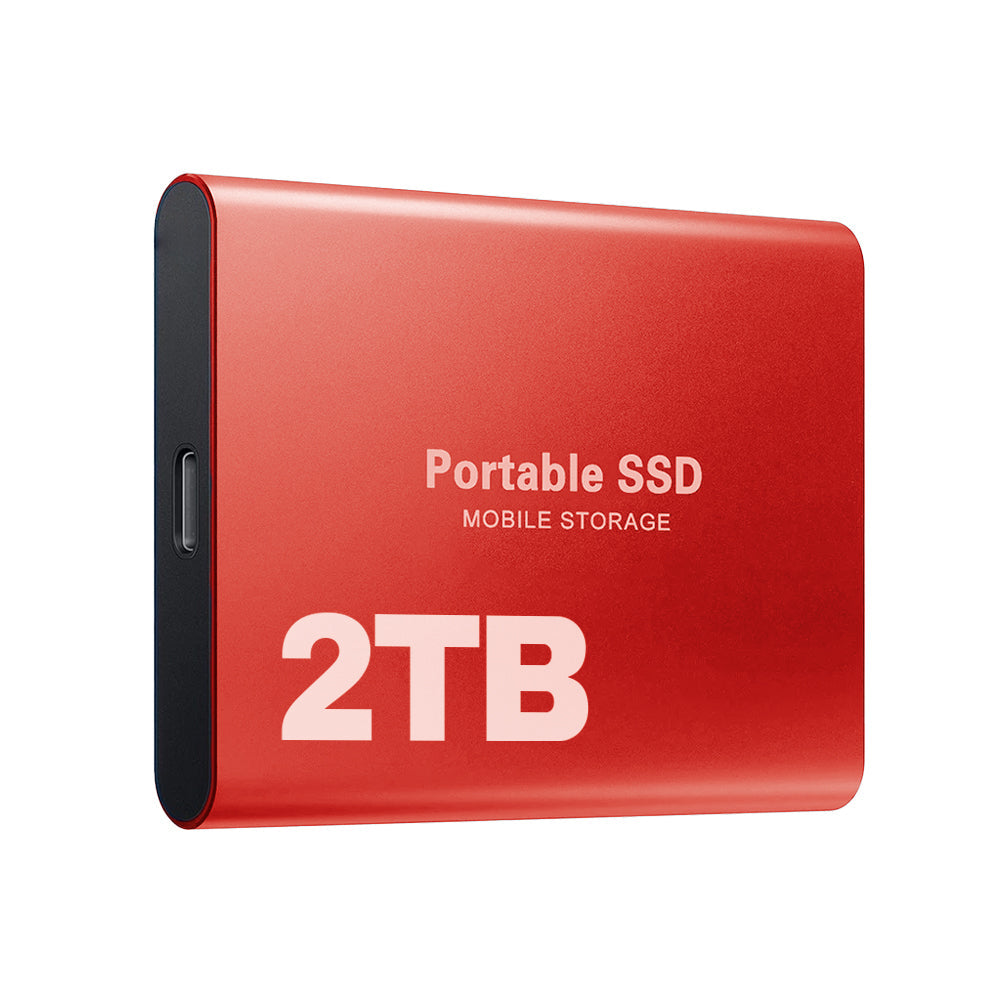 SSD externe portable 2 To, port USB-C, noir, bleu ou rouge