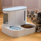 Distributeur d'eau et de croquettes 2 en 1 pour chat et chien, bleu