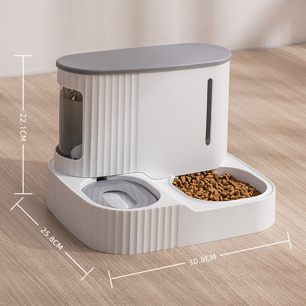 Distributeur d'eau et de croquettes 2 en 1 pour chat et chien, gris