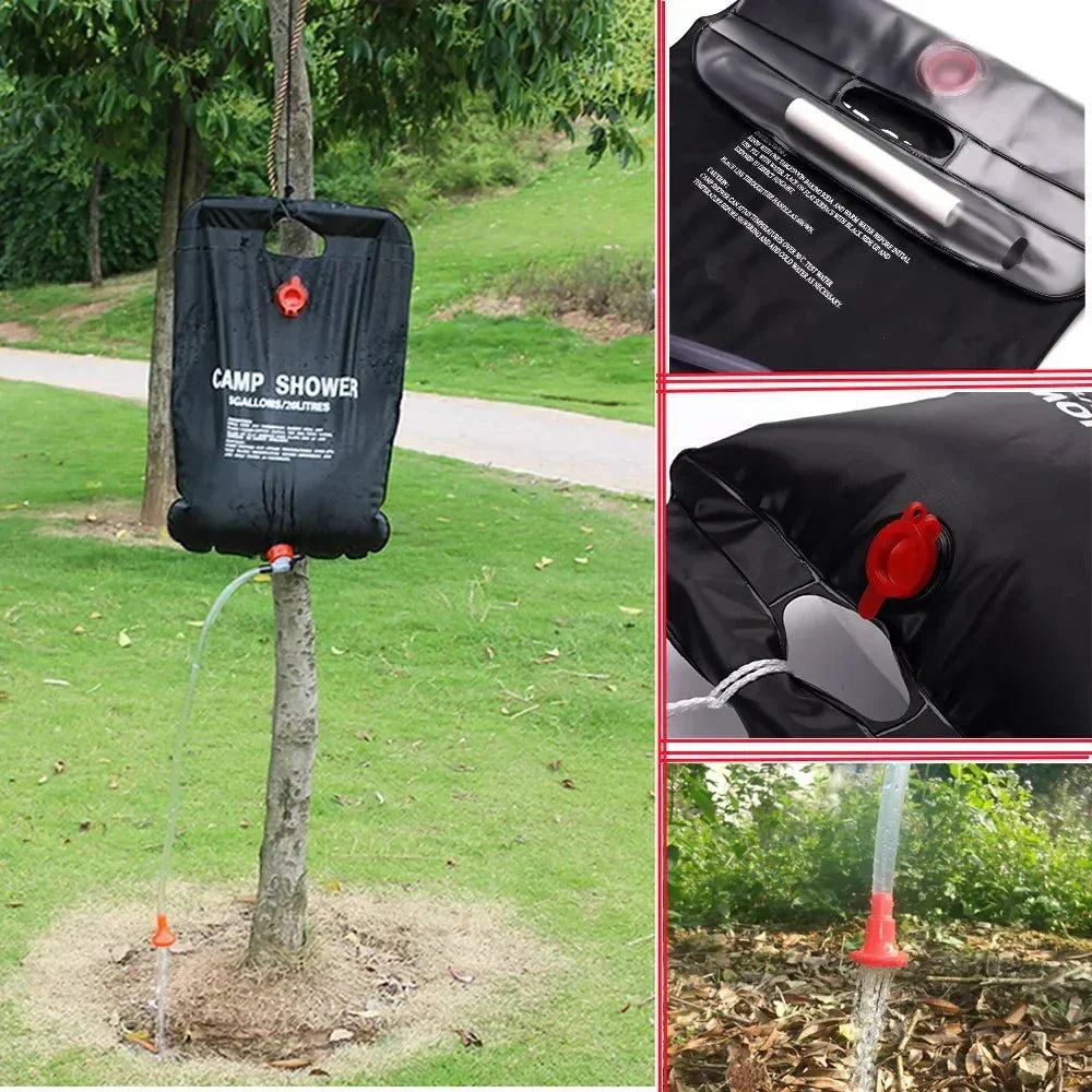 Douche solaire de camping 20 litres, pliable, en PVC