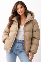 Doudoune légère à capuche femme, huit coloris, du XS au 3XL, kaki