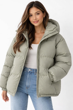 Doudoune légère à capuche femme, huit coloris, du XS au 3XL, gris