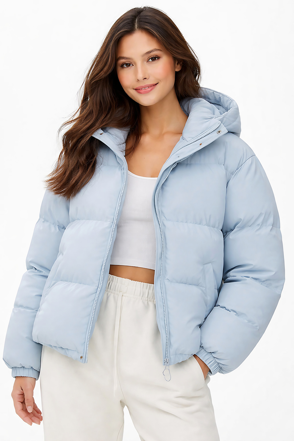Doudoune légère à capuche femme, huit coloris, du XS au 3XL, bleu