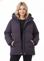 Doudoune légère à capuche femme, huit coloris, du XS au 3XL, mauve