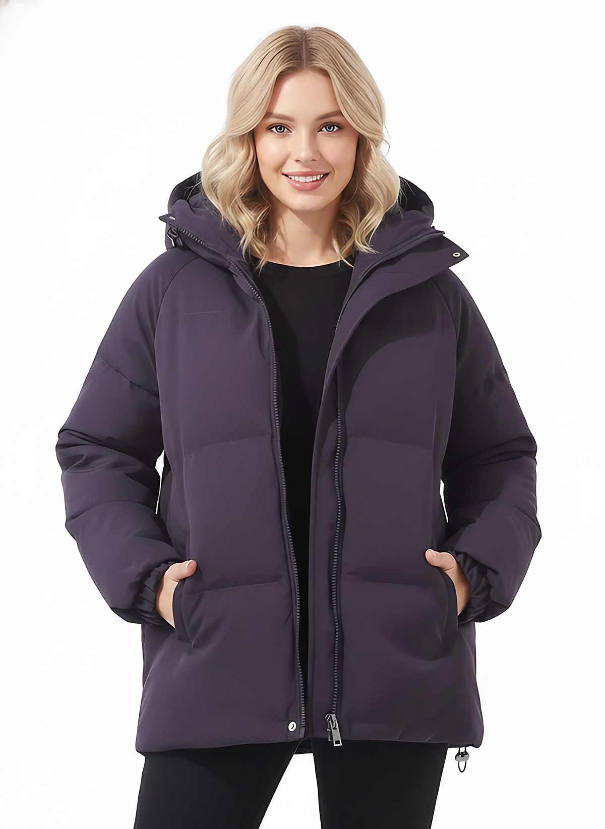 Doudoune légère à capuche femme, huit coloris, du XS au 3XL, mauve