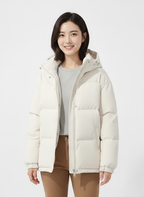 Doudoune légère à capuche femme, huit coloris, du XS au 3XL, beige