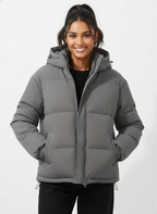 Doudoune légère à capuche femme, huit coloris, du XS au 3XL, gris foncé