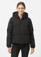 Doudoune légère à capuche femme, huit coloris, du XS au 3XL, noir