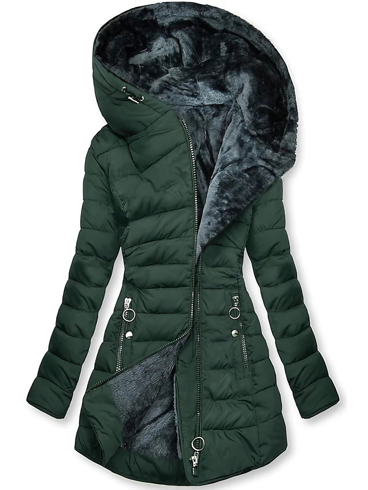 Doudoune femme légère et chaude, noir ou vert, du S au 2XL, vert foncé