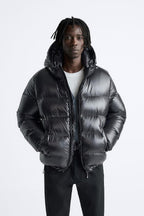 Doudoune homme coupe ajustée à poches zippées, noir ou vert, noir
