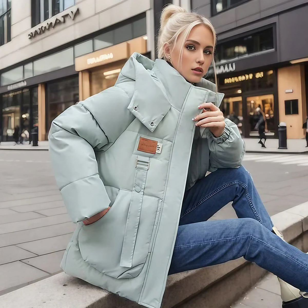 Doudoune femme coupe ajustée, quatre coloris, du S au 2XL, vert menthe