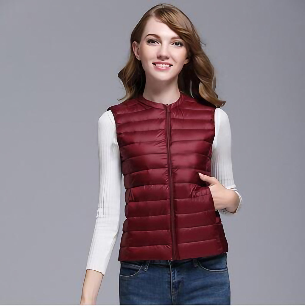 Doudoune sans manches femme légère, finition déperlante, rouge