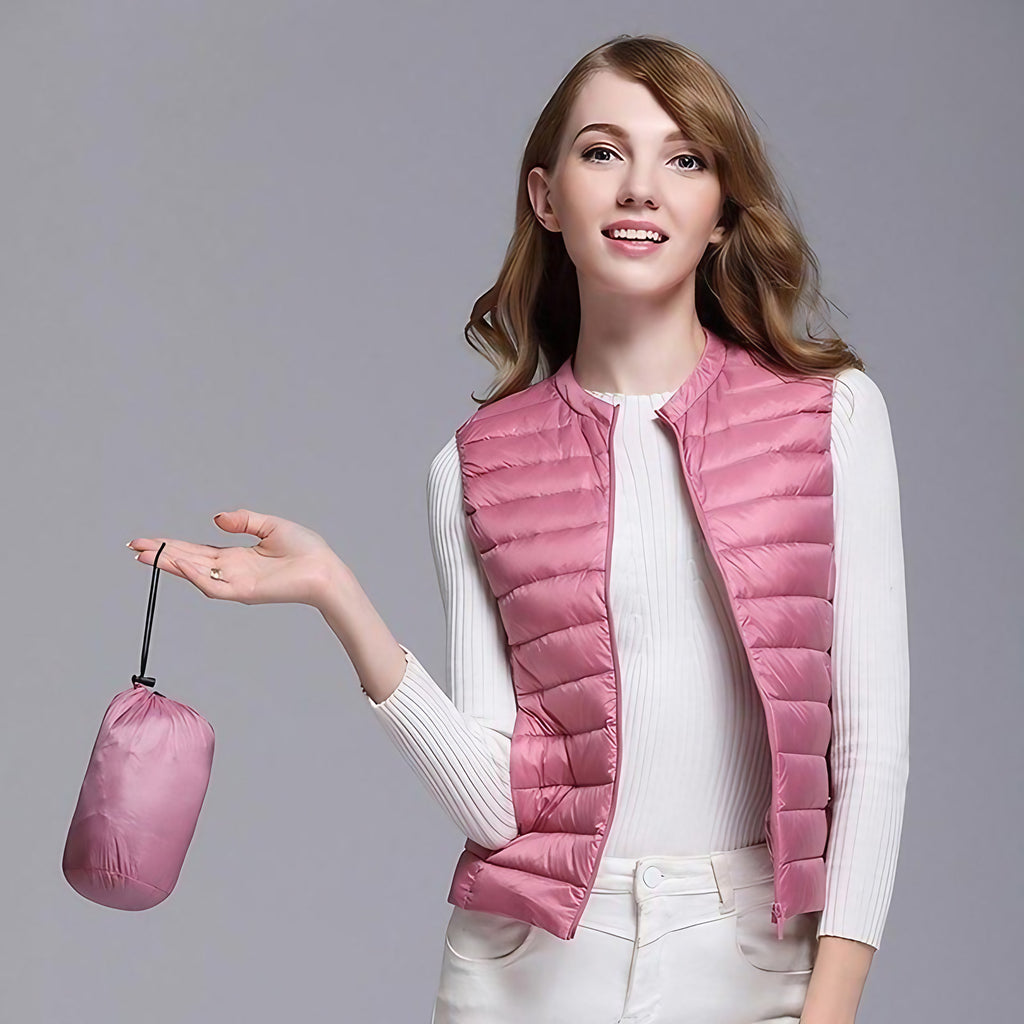 Doudoune sans manches femme légère, finition déperlante, rose