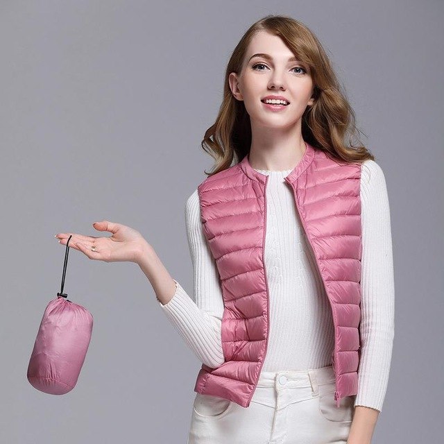 Doudoune sans manches femme légère, finition déperlante, rose