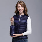 Doudoune sans manches femme légère, finition déperlante, bleu marine