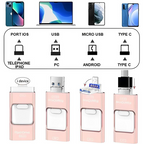 Clé USB 4 en 1 pour smartphone, tablette et ordinateur, 32 à 128 Go