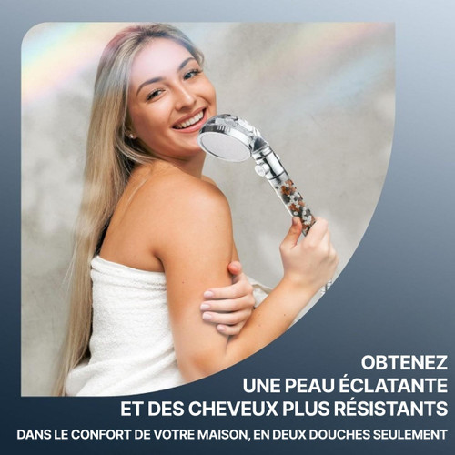 Pommeau de douche filtrant à billes minérales, trois jets