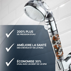 Pommeau de douche filtrant à billes minérales, trois jets