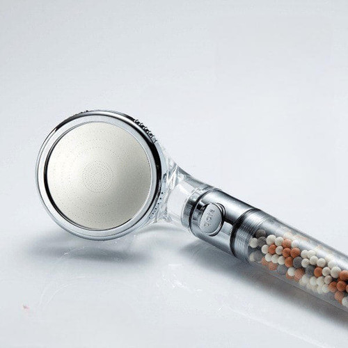 Pommeau de douche filtrant à billes minérales, trois jets