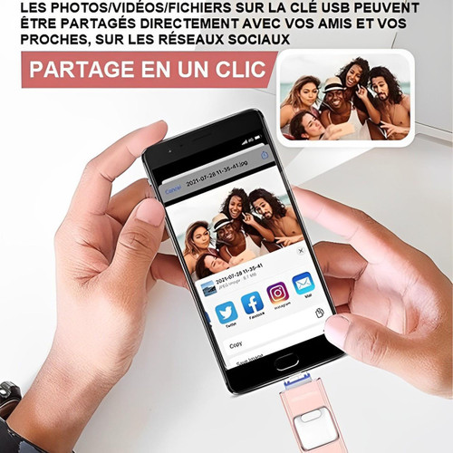 Clé USB 4 en 1 pour smartphone, tablette et ordinateur, 32 à 128 Go