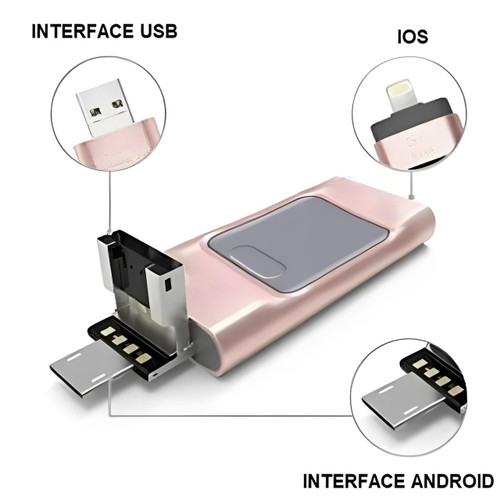 Clé USB 4 en 1 pour smartphone, tablette et ordinateur, 32 à 128 Go