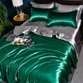 Linge de lit en satin uni, quatre dimensions, quinze coloris, vert