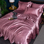 Linge de lit en satin uni, quatre dimensions, quinze coloris, rose satin