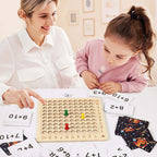 Jeu de multiplication en bois : plateau, 100 cartes et 2 dés