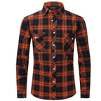 Chemise en flanelle homme à carreaux, quatre coloris, S au 3XL, orange