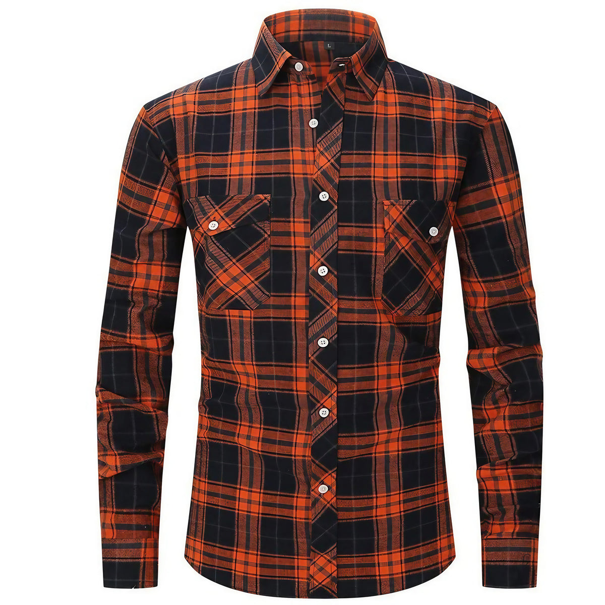 Chemise en flanelle homme à carreaux, quatre coloris, S au 3XL, orange