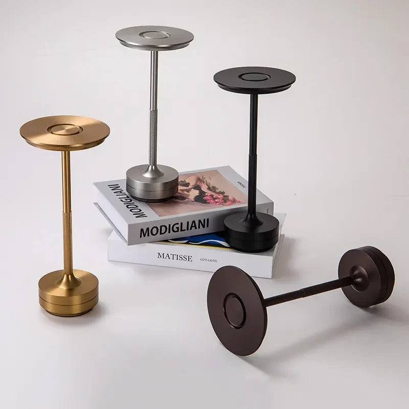 Lampe à poser sans fil rechargeable, doré, noir ou argenté