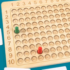 Jeu de multiplication en bois : plateau, 100 cartes et 2 dés