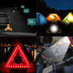 Lampe d'urgence solaire LED avec triangle rouge et sortie USB