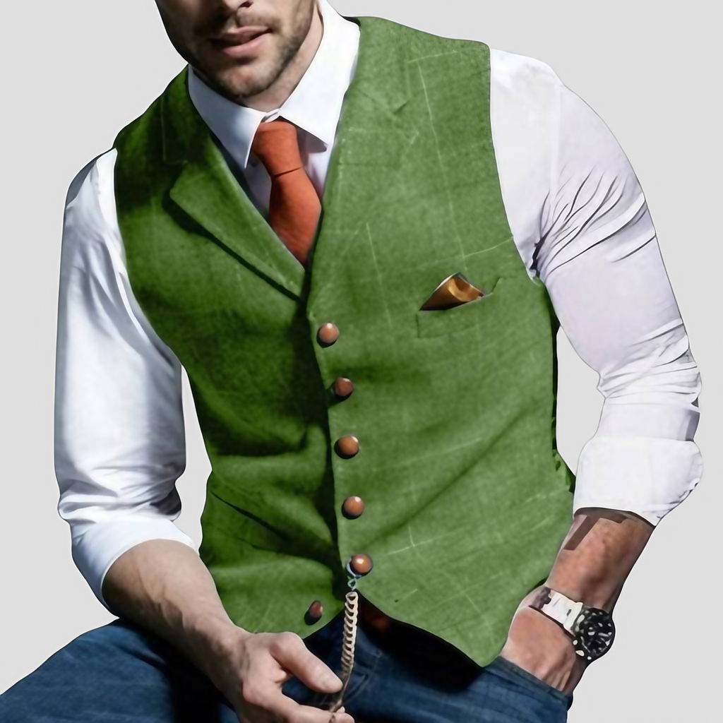 Gilet sans manches homme habillé, boutons contrastants, 8 coloris, vert clair