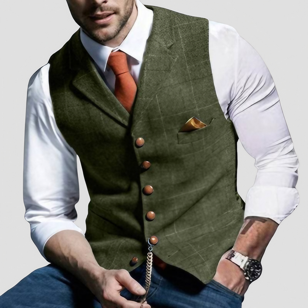 Gilet sans manches homme habillé, boutons contrastants, 8 coloris, vert