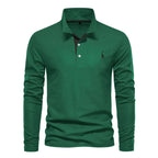 Polo manches longues homme à broderie discrète, sept coloris, vert