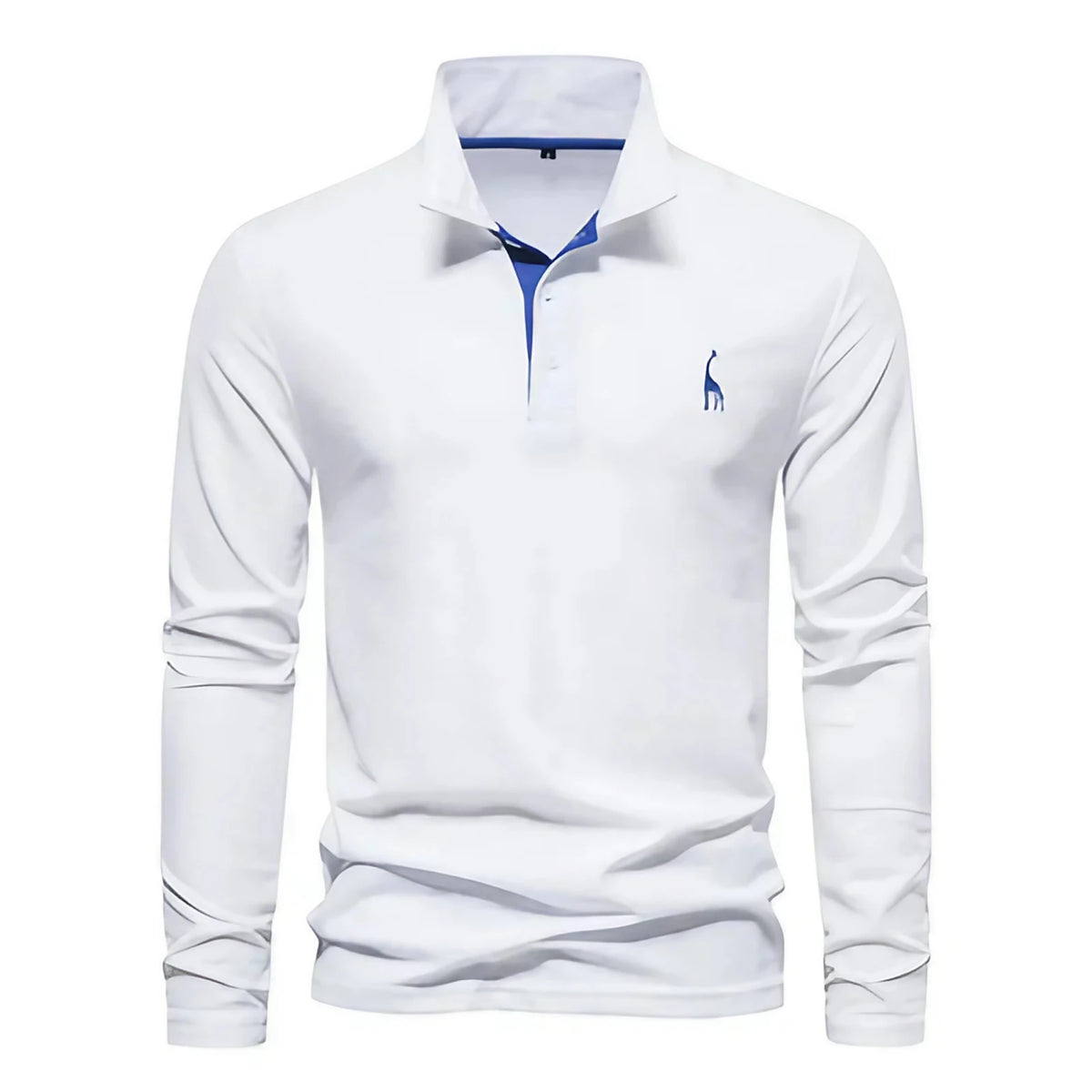 Polo manches longues homme à broderie discrète, sept coloris, blanc