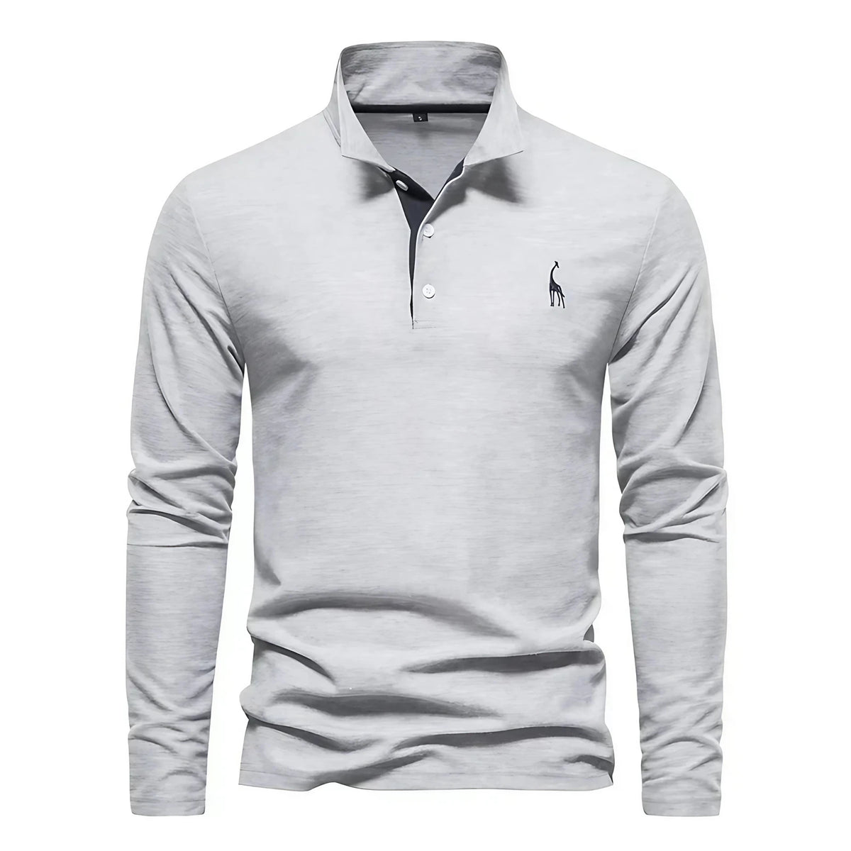 Polo manches longues homme à broderie discrète, sept coloris, gris