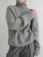 Pull col roulé femme, beige, gris ou kaki, du S au 2XL, gris