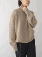 Pull col roulé femme, beige, gris ou kaki, du S au 2XL