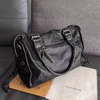 Sac à main femme noir zippé, plusieurs compartiments, 37 cm