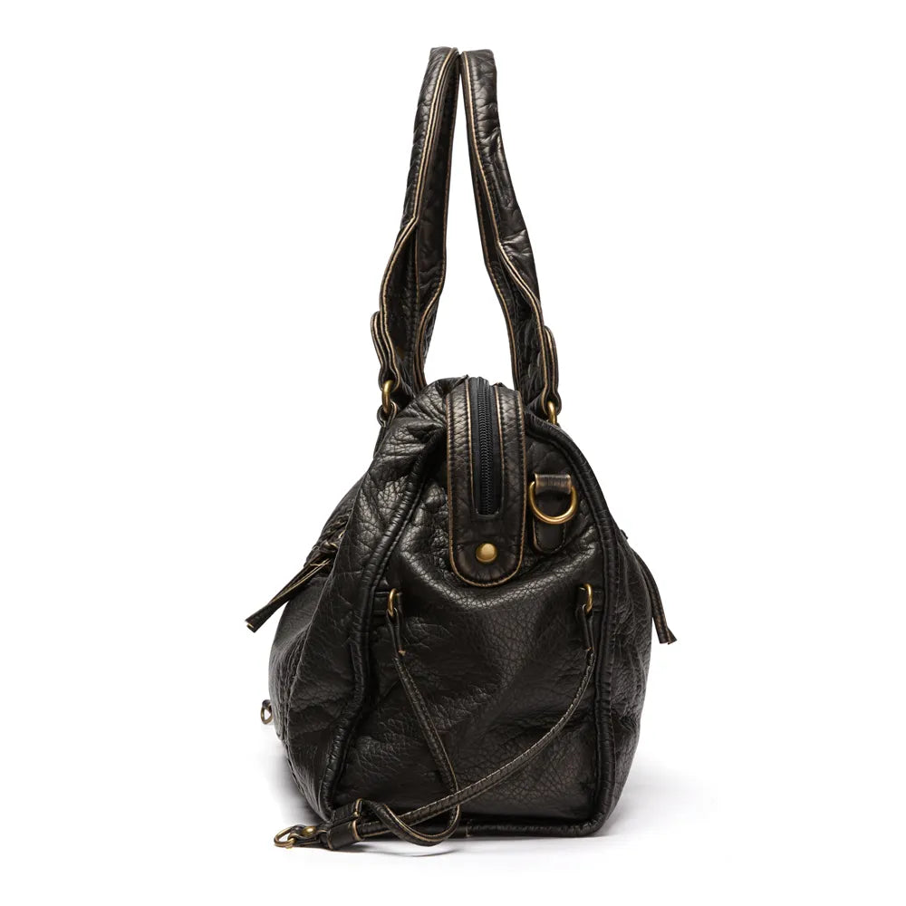 Sac à main femme noir zippé, plusieurs compartiments, 37 cm