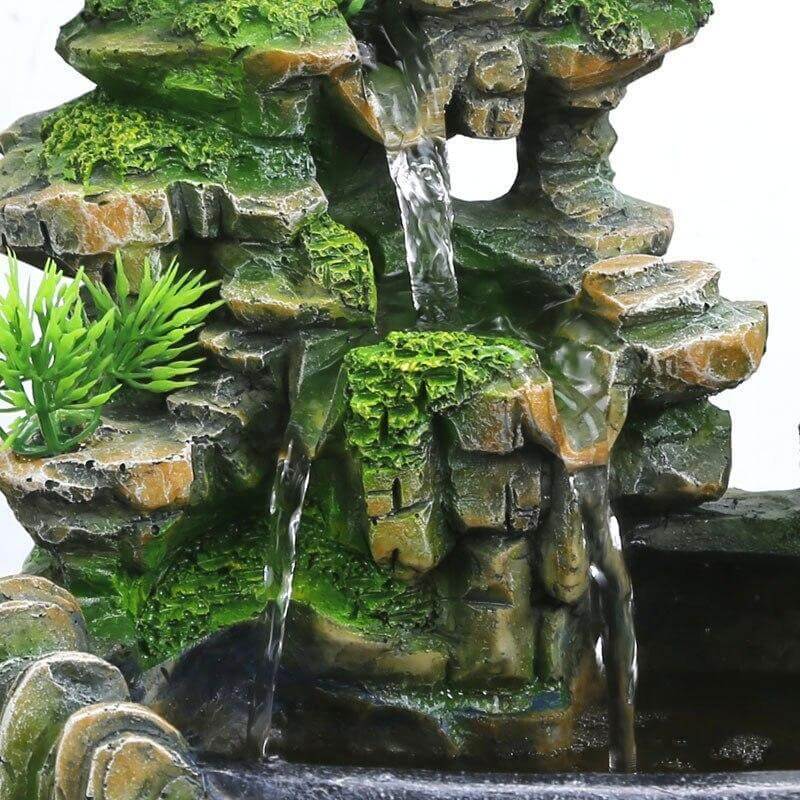 Fontaine cascade d'intérieur feng shui en résine, avec ou sans LED