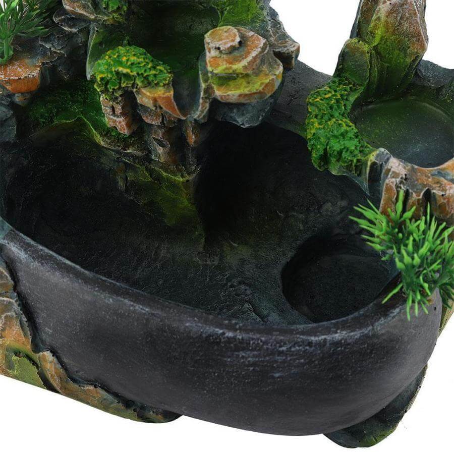 Fontaine cascade d'intérieur feng shui en résine, avec ou sans LED