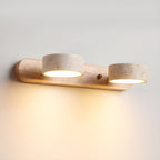 Applique murale en travertin et bois, LED intégrée, 2 à 4 lumières