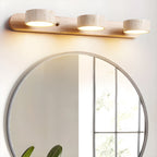 Applique murale en travertin et bois, LED intégrée, 2 à 4 lumières