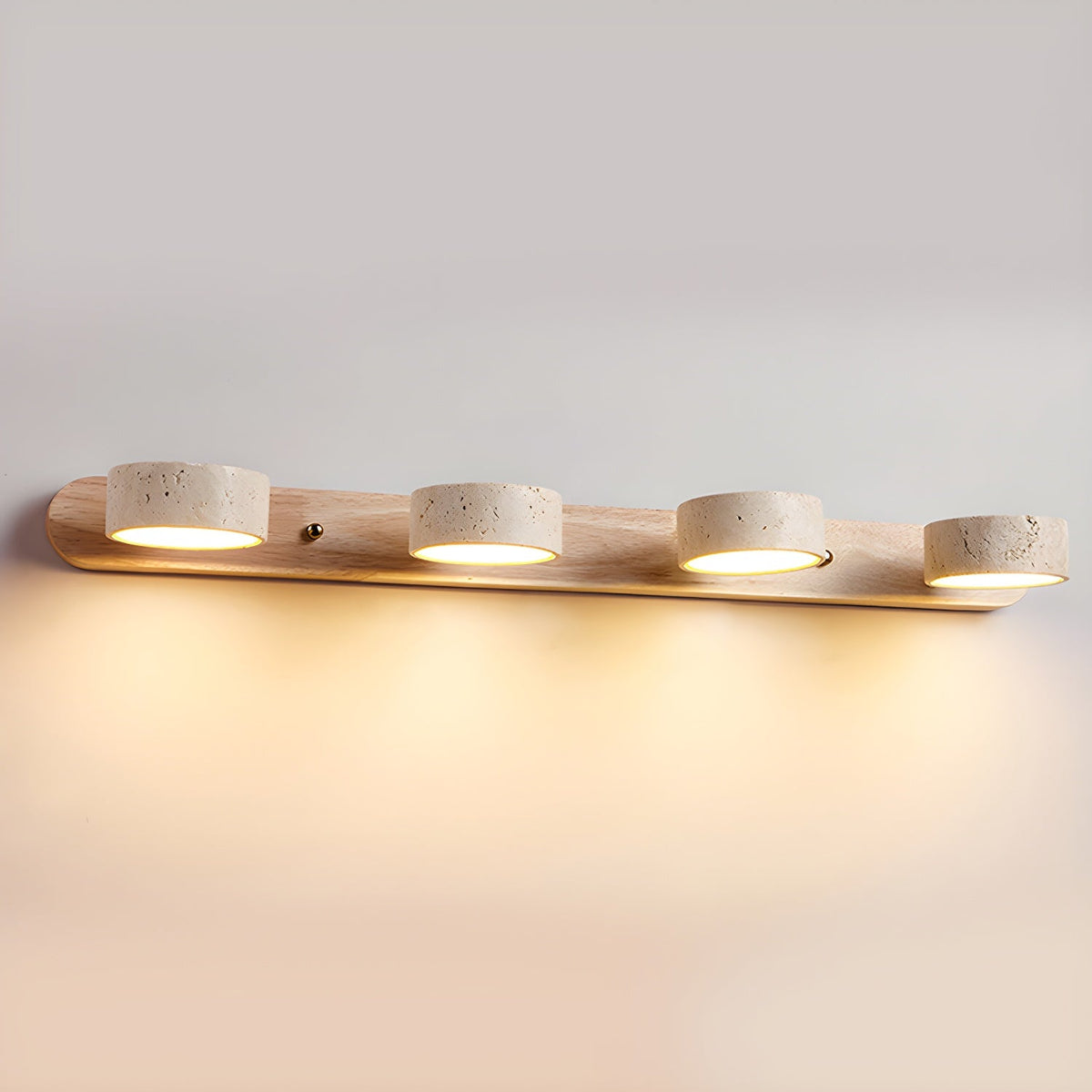 Applique murale en travertin et bois, LED intégrée, 2 à 4 lumières