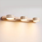 Applique murale en travertin et bois, LED intégrée, 2 à 4 lumières