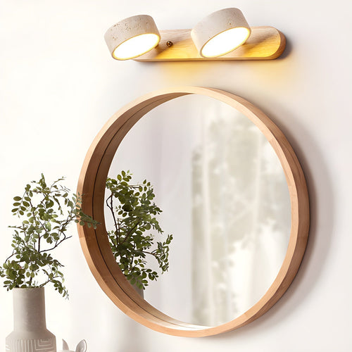 Applique murale en travertin et bois, LED intégrée, 2 à 4 lumières