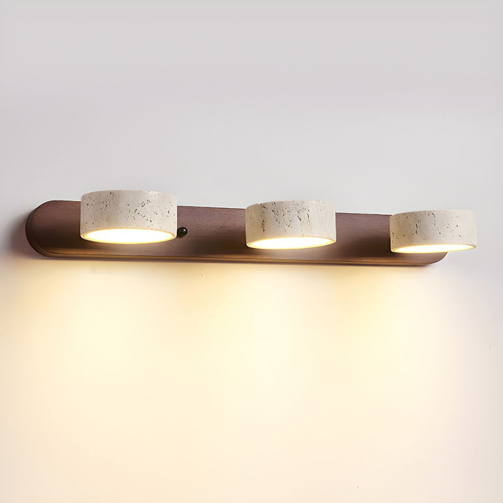 Applique murale en travertin et bois, LED intégrée, 2 à 4 lumières